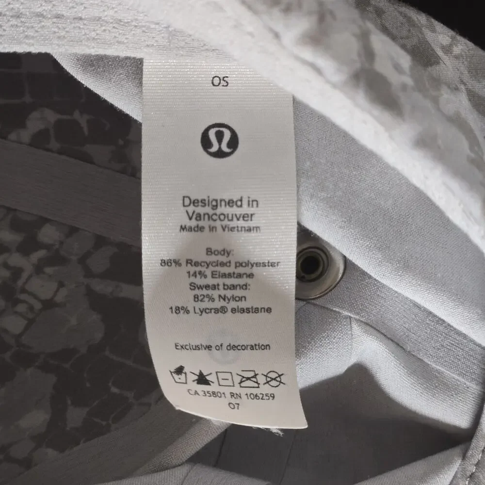 Lululemon Women Hat Cap White Gray Camo Python Run Baseball Adjustable Strap OS